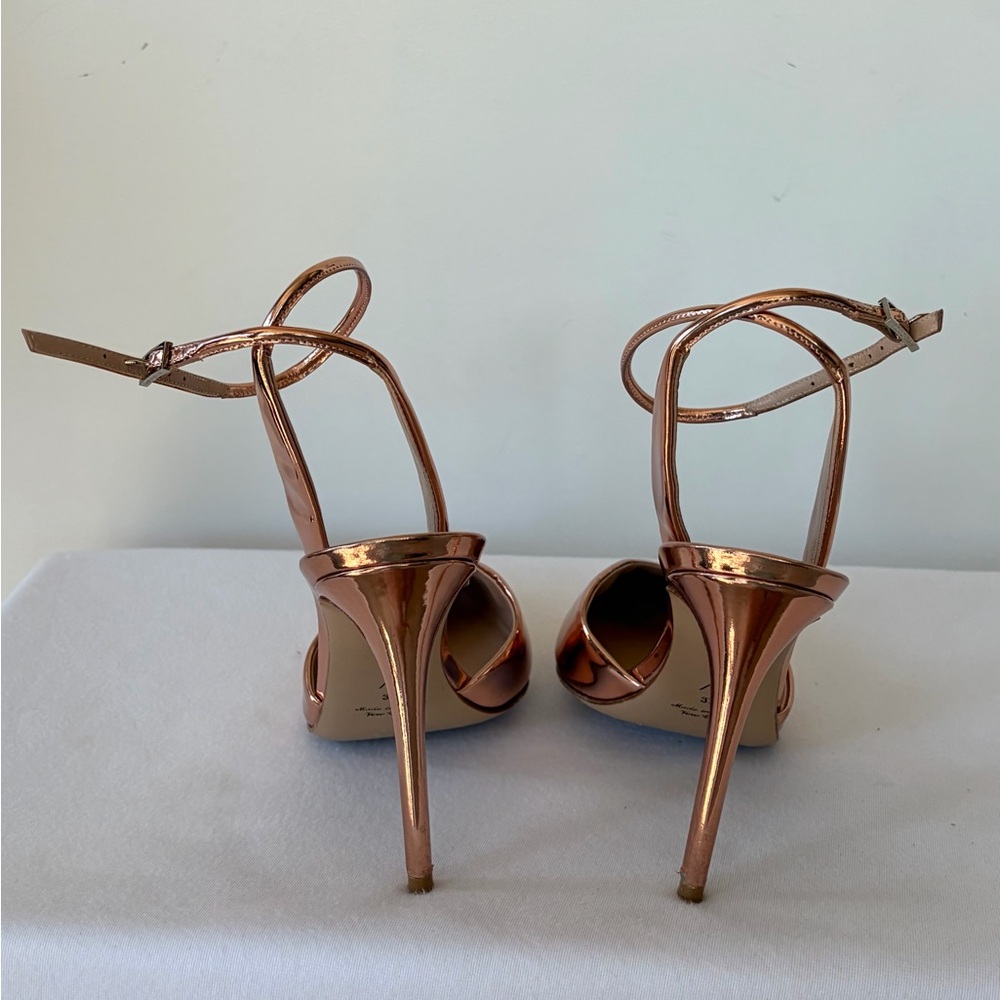 Giorgio Armani Metallic Rose Gold Stiletto Heels, ankle strap, worn once, 37 - Picture 5 of 16